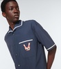 Embroidered cotton bowling shirt