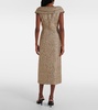 Off-shoulder tweed lamé midi dress