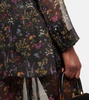 Jabot floral silk organza blouse