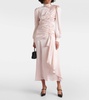 Ruched silk satin maxi dress
