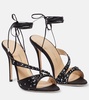 Embellished silk satin sandals