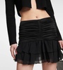 Ruffle-trimmed pleated miniskirt