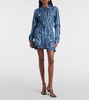 Sunray ruffled denim miniskirt
