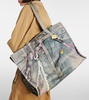 Large denim-effect printed canvas shopper