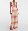Printed pointelle palazzo pants