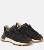 Nylon and suede sneakers