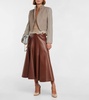 Sheer ruffled silk chiffon top