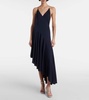 Asymmetric jersey slip dress 