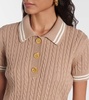 Cable-knit cropped cotton polo shirt