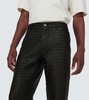 Intrecciato leather straight pants