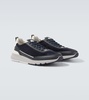 Leather-trimmed suede sneakers