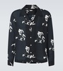 Football Silhouette printed linen shirt