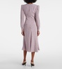 Floral lace-trimmed silk midi dress