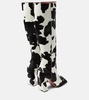 Marine calf hair knee-high boots