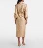 Ape belted silk twill maxi dress