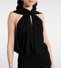 Draped ruched crêpe jersey midi dress