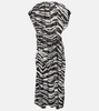 Zebra-print cotton maxi dress