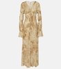Printed ruched maxi dress