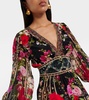 Floral printed silk maxi dress 