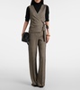 Cognac houndstooth wool-blend straight pants
