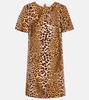 Leopard-print cotton-blend minidress