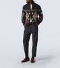 Cashmere jacquard zip-up cardigan