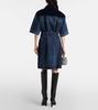 Corduroy-trimmed denim minidress