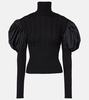 Fune taffeta-trimmed wool-blend sweater