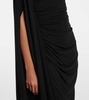 Embellished draped jersey midi dress