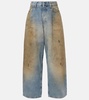 Penicillin distressed mid-rise wide-leg jeans