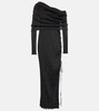 Off-shoulder ruched maxi dress