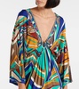 Draped printed jersey maxi dress