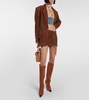 Embellished suede knee-high boots