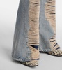 Distressed high-rise bootleg jeans