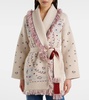 Bandana cashmere jacquard wrap cardigan