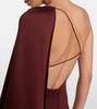 Caped one-shoulder satin gown