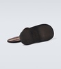 Duotone leather-trimmed slides