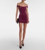 Off-shoulder velvet corset dress