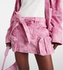 Camouflage denim cargo miniskirt