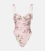 Rábano Wisteria ruched floral swimsuit 