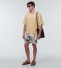 Printed cotton and linen shorts