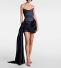 Asymmetric satin corset dress