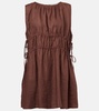 Gathered linen minidress