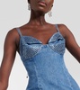 Crystal-embellished denim minidress