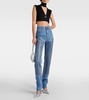 Crystal-embellished high-rise straight jeans