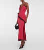 Floral-appliqué silk maxi dress