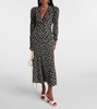 Printed silk midi dress