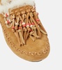 Journey faux fur-trimmed suede mules
