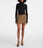Leopard-print calf hair miniskirt