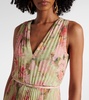 Floral plissé georgette midi dress